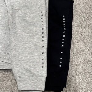 Boys Abercrombie & Fitch Kids Black and Light Gray Joggers